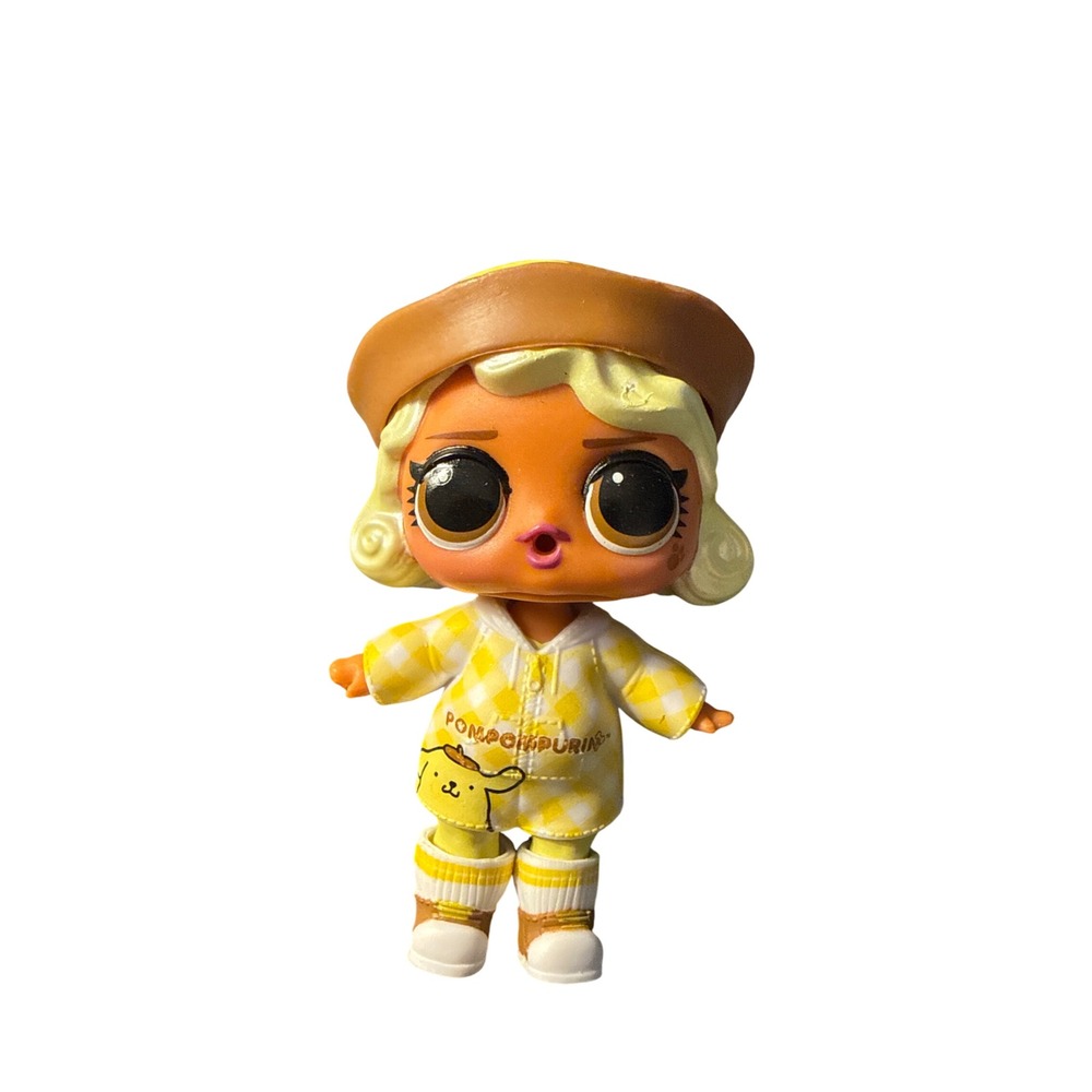 L.O.L. Surprise! Loves Sanrio Pompompurin Doll 3" Yellow Gingham Beret Kawaii